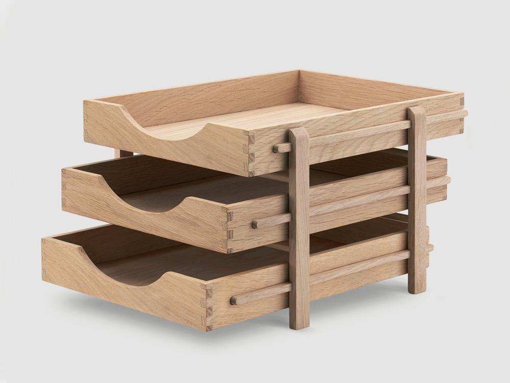 Tiered Oak Desk Tray